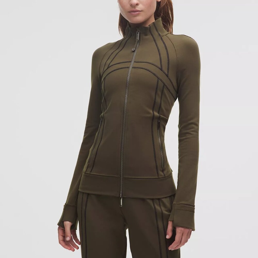 Lululemon Define Track Jacket Luon Olive Brown & Black Size 8 NWT